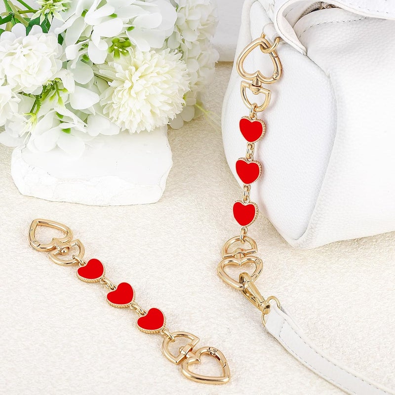 Tmtains 2Pcs Purse Extender Chain Gold Bag Extender Chain Hearts Purse Strap Extender Red Purse Strap Replacement Purse Accessories Bag Charms for Handbags Cross Body Bag DIY Purse Making Supplies - Image 5